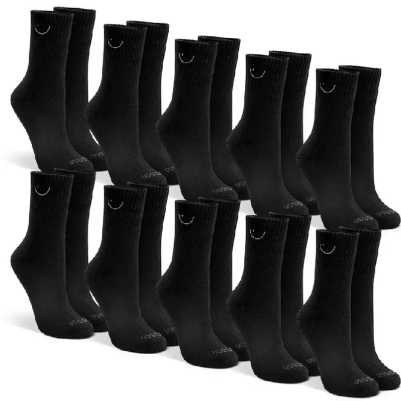 Kit com 10 Pares de Meias Cano Alto Algodão Unissex Usee Brasil