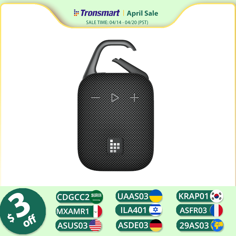 [BR] Tronsmart Mirtune H1 caixa de som bluetooth, Alto-falante ultra portátil com gancho, Bluetooth5.3, IPX7 impermeável