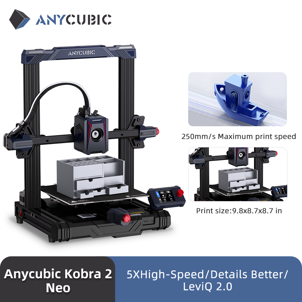 [Moedas R$1066] Impressora 3D ANYCUBIC Kobra 2 Neo FDM com 250mm/s, Mesa com 250x220x220mm