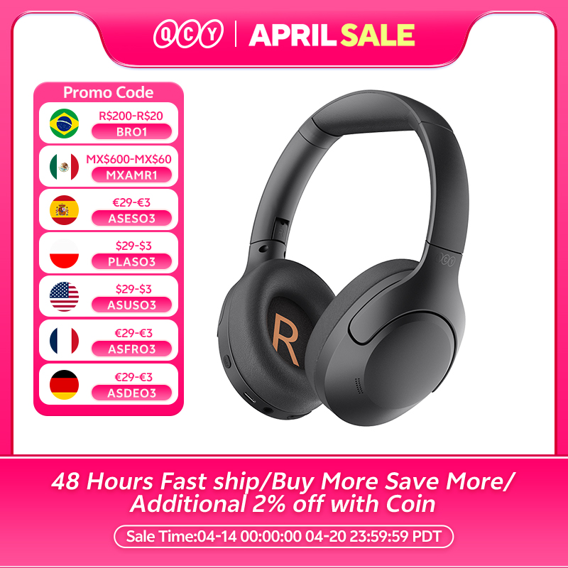 [R$154,54 Moedas/ C. Visa/BR] QCY H3 Lite ANC Fone De Ouvido Sem Fio, Bluetooth 5.3, Cancelamento De Ruído Ativo, Over Ear Headset, 40mm - 🇧🇷
