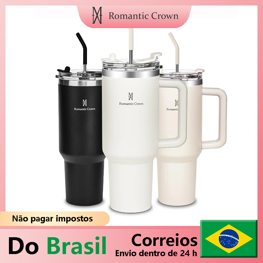 [R$27 ''MOEDAS''/BR] Copo Térmico com Tampa Aço Inoxidável 1.2L #Aliexpress 🇧🇷