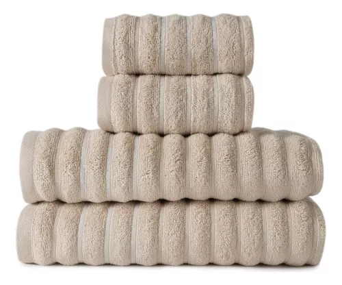 Jogo De Toalha Volumosa 4 Peças Jacquard 100% Algodão