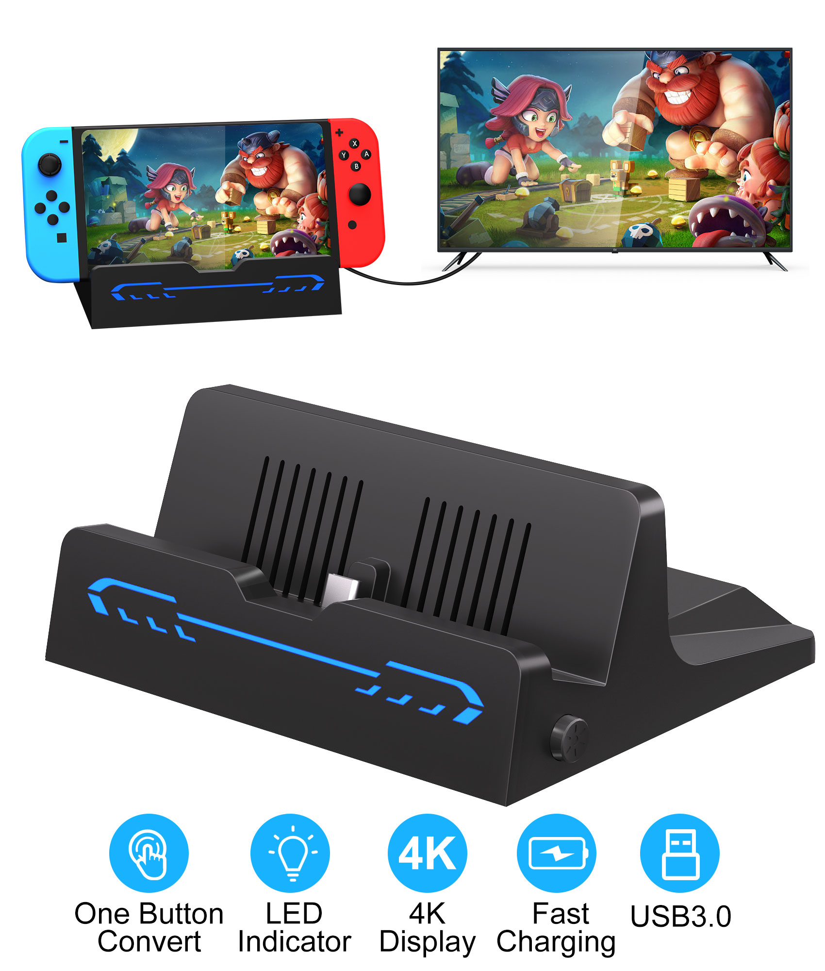 [Com Taxa ] Estação de Encaixe Switch para Nintendo Switch OLED com Adaptador 4K