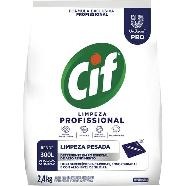 [Leve 3 Pague R$ 18,90] Limpador em Pó Cif Limpeza Pesada Pacote com 2,4kg
