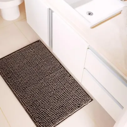 Kit 2 Tapetes Banheiro Bolinha Microfibra Antiderrapante Colors (Marrom)