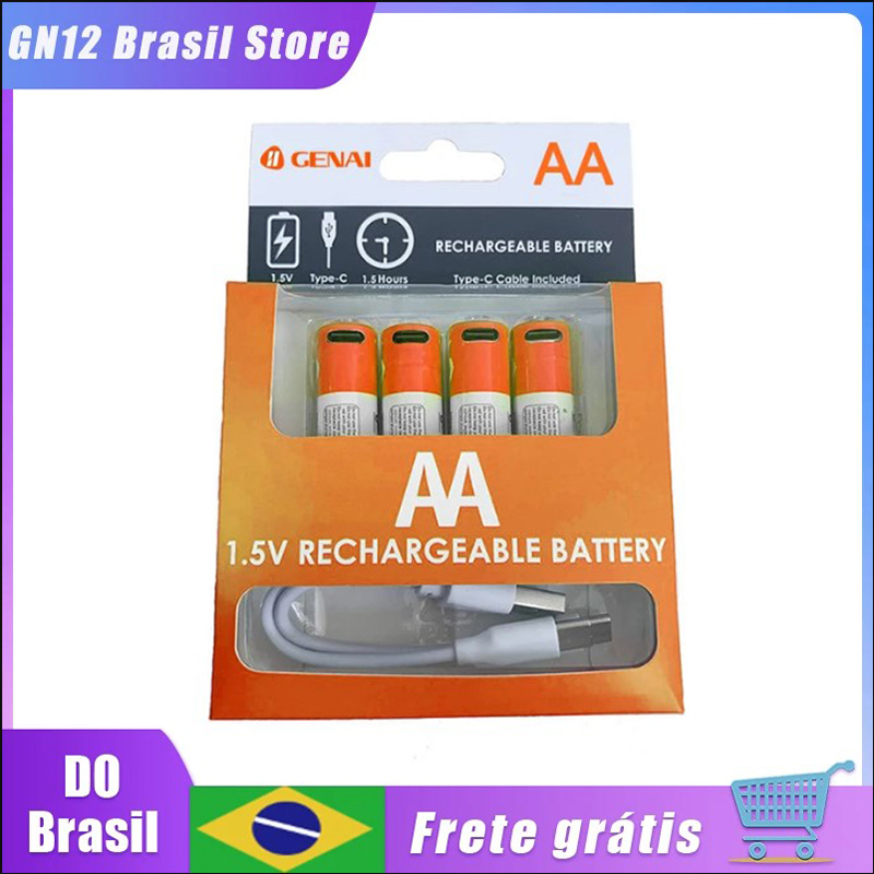 [Do Brasil/CC Visa R$56] Kit 4 Pilhas AA recarregável via USB C 2.600mah