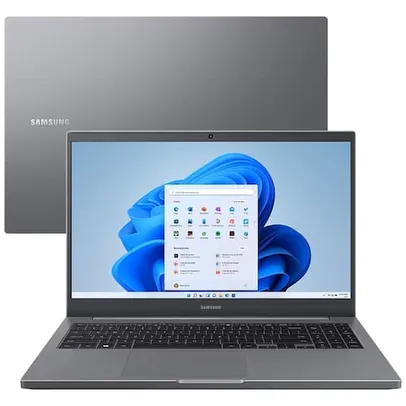 REEMBALADO: Notebook Samsung Dual Core 4GB 500GB Tela Full HD 15.6 Windows 11 Book NP550XDA-KP1BR