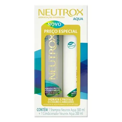Kit Shampoo 300 ml + Condicionador 200 ml Neutrox Aqua com Ativador de Aquaporinas e Água de Coco Preço Especial