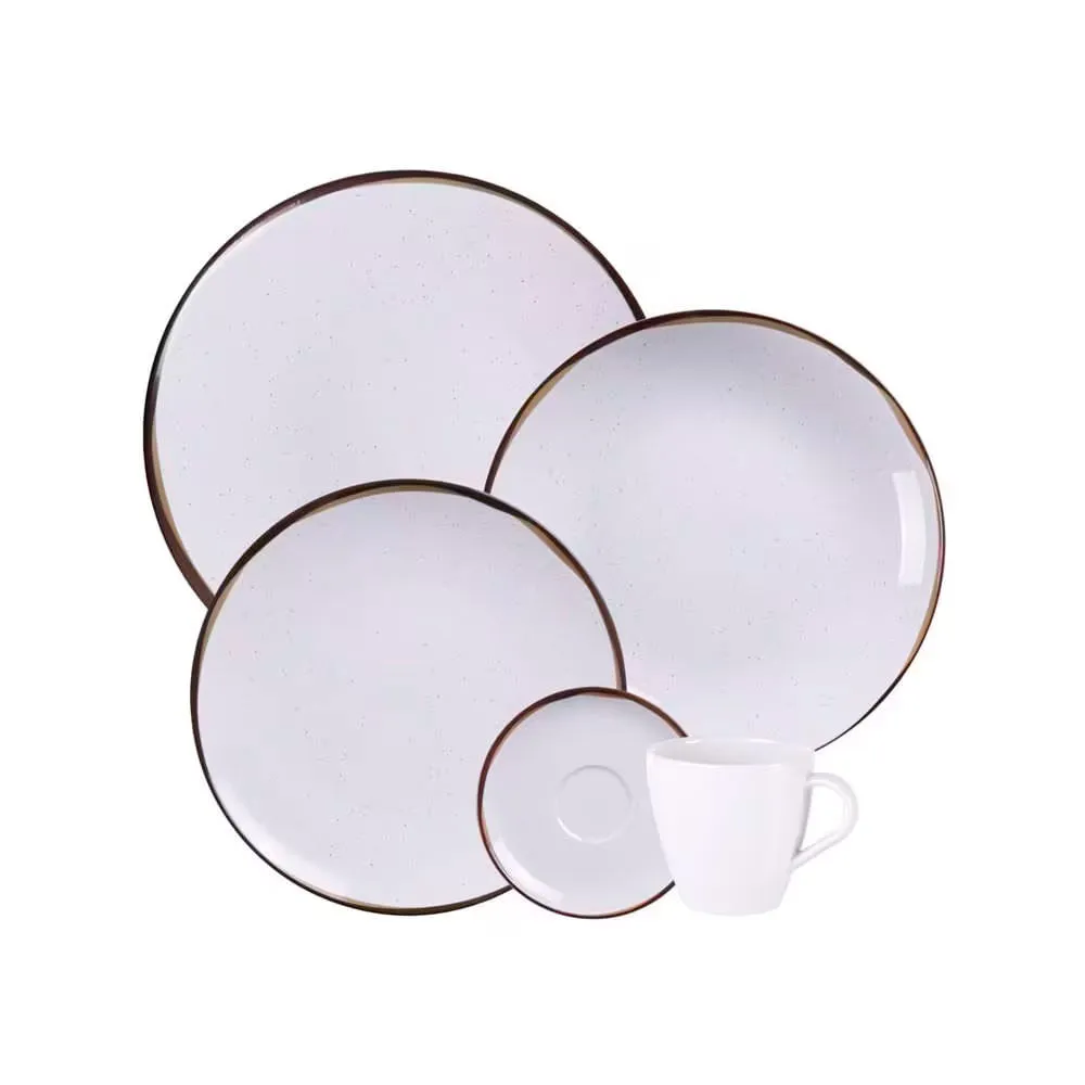 Aparelho De Jantar 20 Peças Tramontina Canyon Em Porcelana Marmorizada