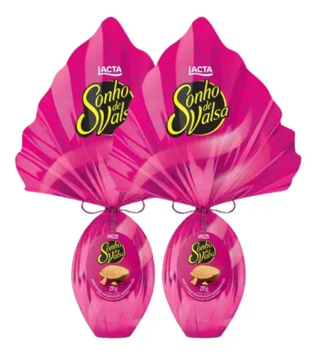 [R$ 27,25 CADA] Kit com 2 Ovos de Páscoa Chocolate ao Leite Sonho de Valsa Lacta 277g