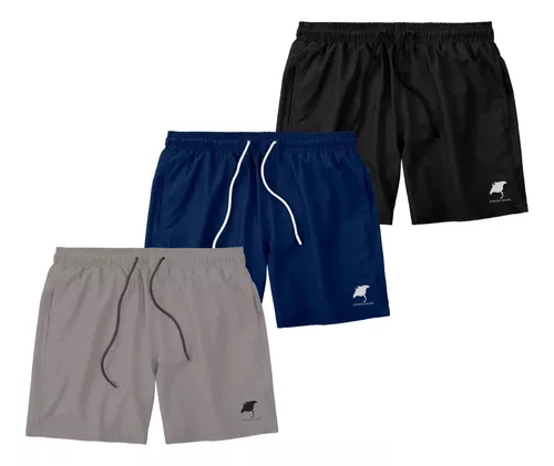 Kit 3 Shorts Bermuda Masculina Básico Mauricinho Tactel