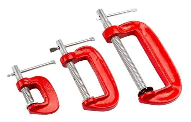 EDA 3KW, Grampos C para Marceneiro, Vermelho, 3 Peças