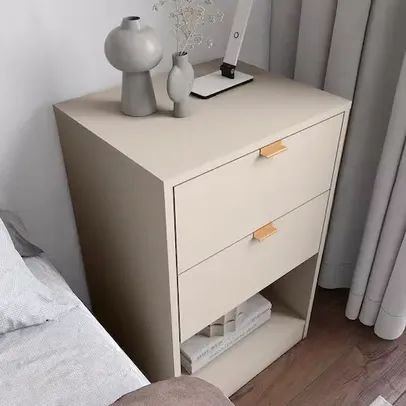 Mesa de Cabeceira Bartira Diplomata com 2 Gavetas - Areia