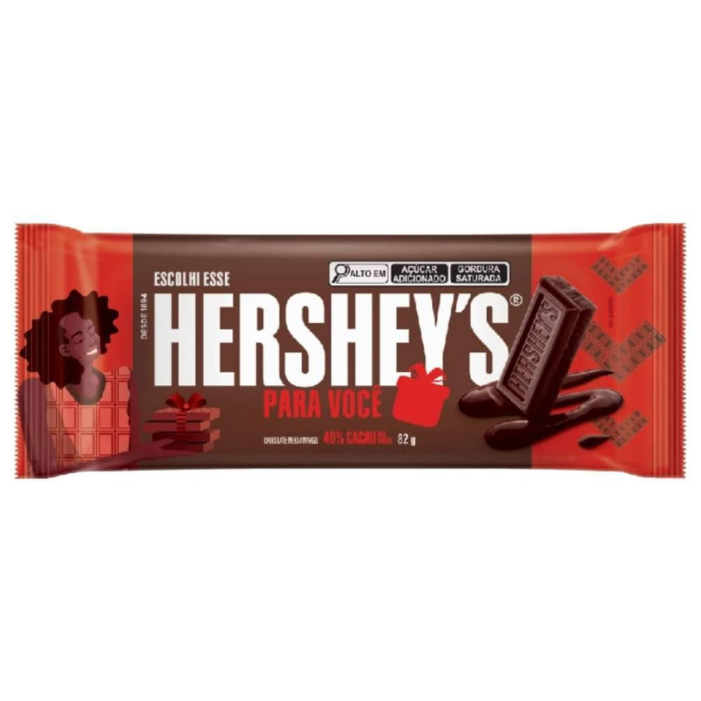 (Leve 3 por R$3,66 cada) Barra de Chocolate Hersheys Meio Amargo 82g Presenteavel