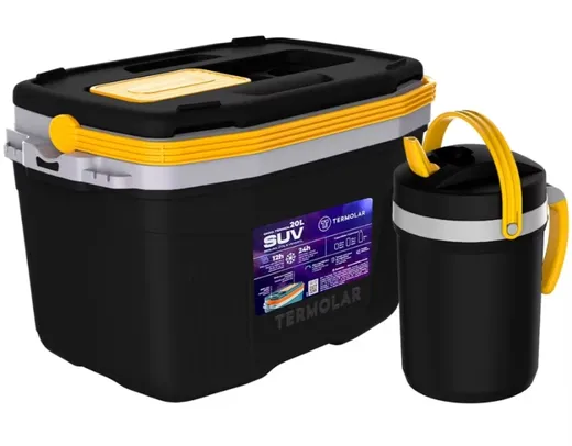 Kit Caixa Térmica 20 Litros Preta + Flip Top 2,5L Preto Termolar