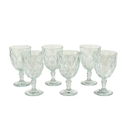 Jogo de Taças Copos Cristal Ecológico Diamond 340ml Com 6 Peças