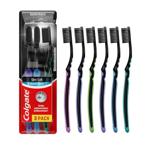 [REC/ +por- R$27,09] Escova de Dente Colgate Slim Soft Black Com Infusão de Carvão 6 unid