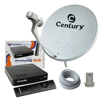 Kit Antena - Receptor Digital Century Midiabox Lnbf 5g Ku Cabo Cor Preto 110v/220v