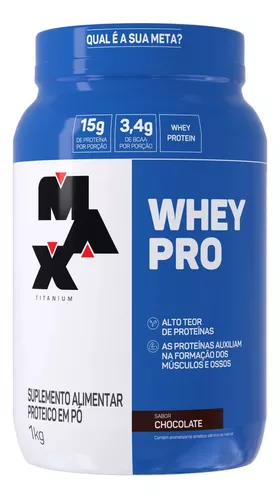 Suplemento Academia Whey Pro Max Titanium Concentrado Pote 1kg Sabor Chocolate