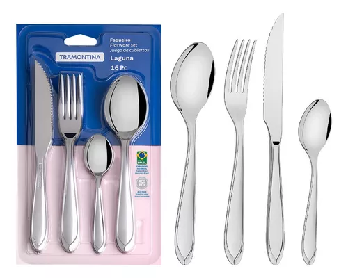 Faqueiro Laguna Em Aço Inox 16 Peças Tramontina Cor Cinza