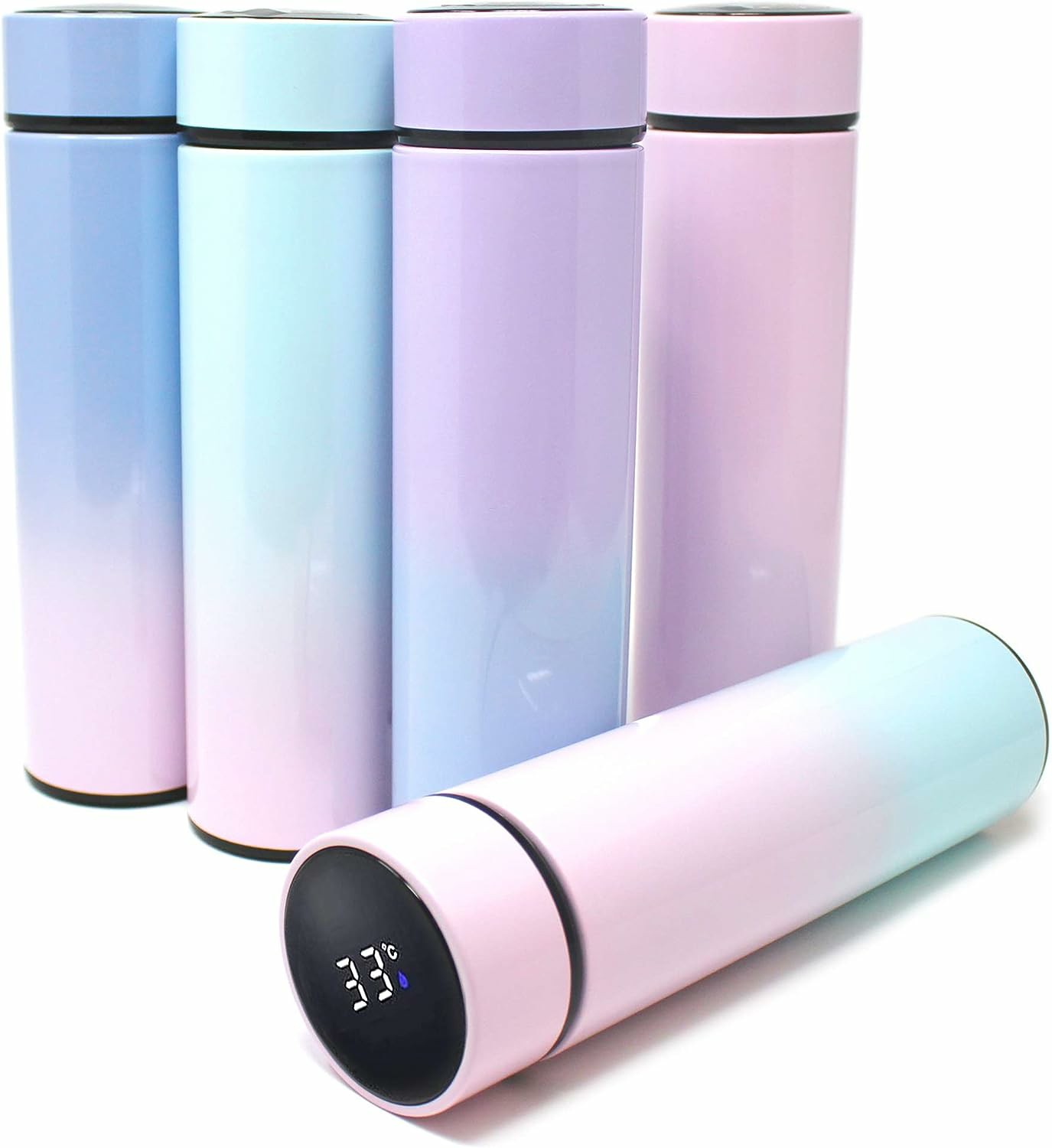 [R$12,57 Moedas/BR] Garrafa Térmica com Termômetro Disgital, a Vácuo, Bebidas Quentes e Frias