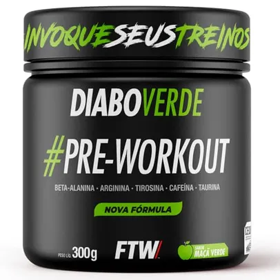 FTW Pré-Treino Diabo Verde - Energia Extrema, Força e Foco - Potência Hardcore com Cafeína, Beta-Alanina - Para Treinos Intensos - Pote 300