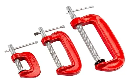 EDA 3KW, Grampos C para Marceneiro, Vermelho, 3 Peças