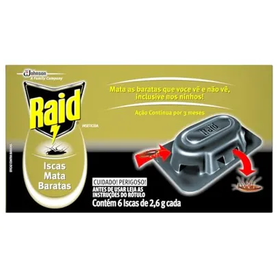 [REC]Raid Inseticida Iscas Mata Baratas, Elimina Baratas Até Nos Ninhos, Proteção por até 3 meses, 6 Unidades, 2,6g