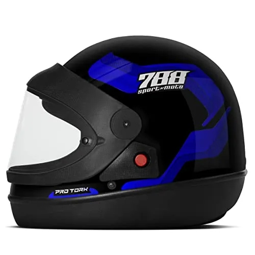 CAPACETE FECHADO PRO TORK SPORT MOTO 788 PRETO - AZUL