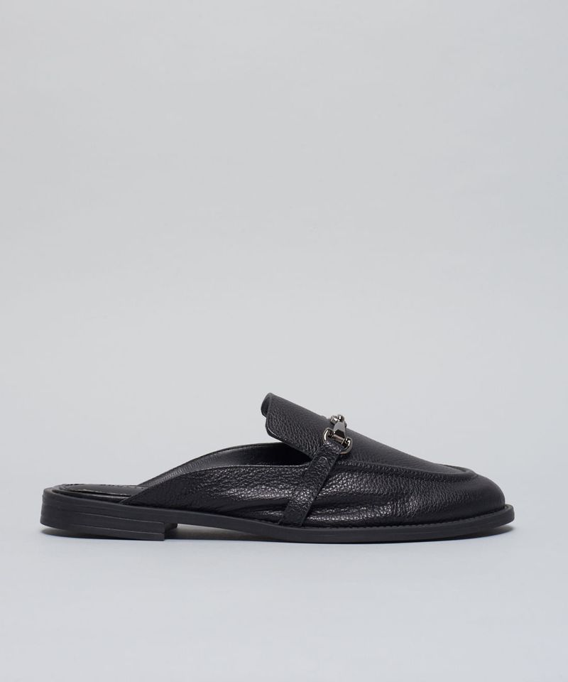 Mocassim Mule Couro - Preto 39 - preto