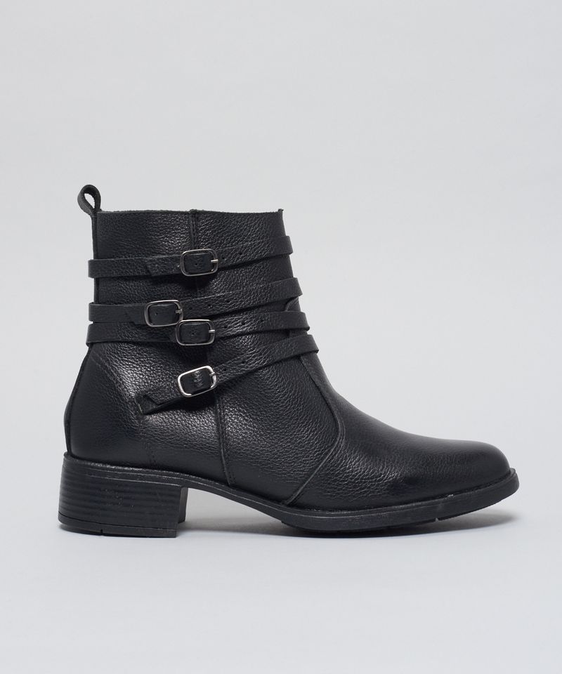 Bota Couro Multi Fivelas - Preto 38 - preto