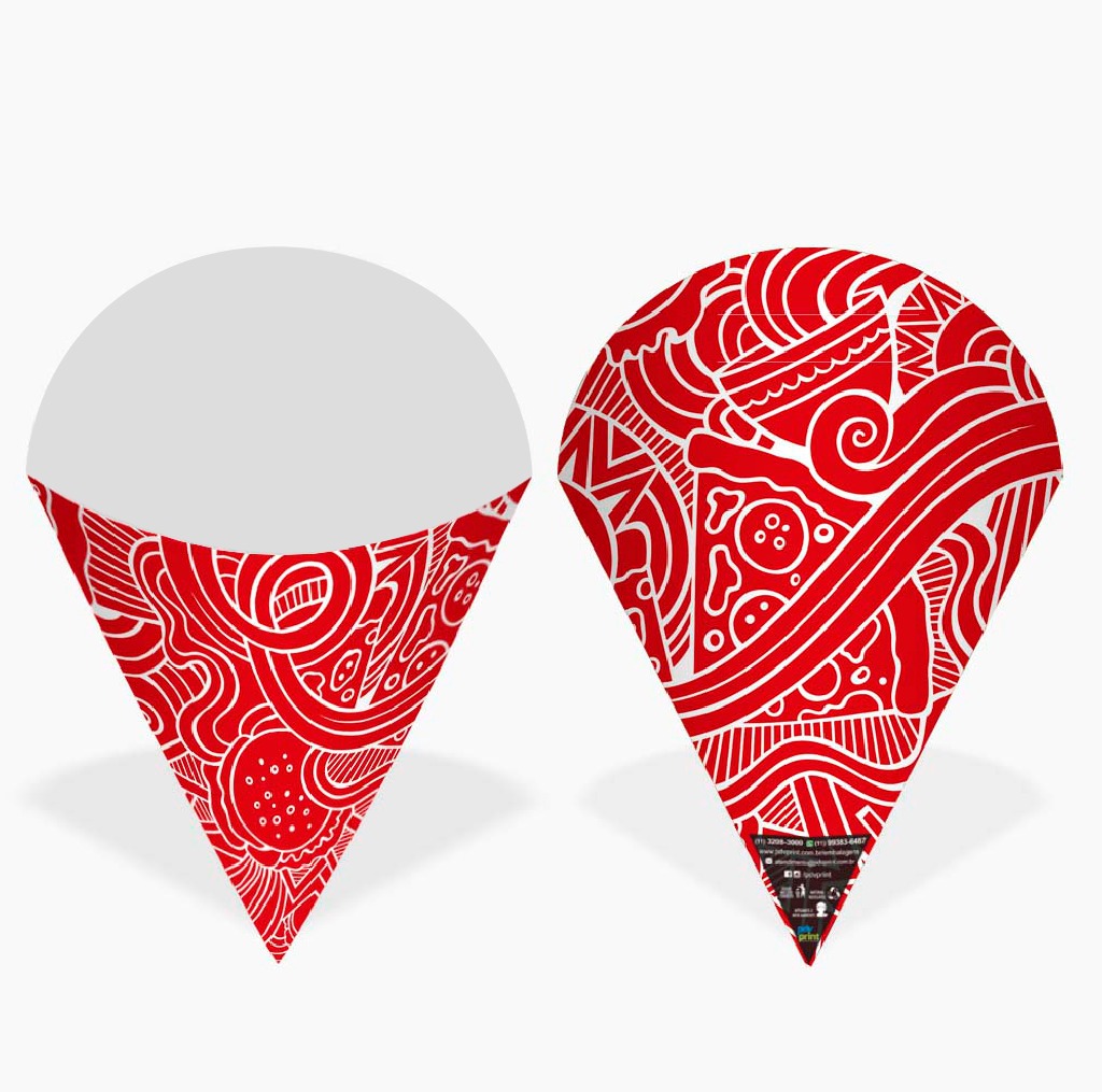 Cone | Embalagem para Batata Frita e Porções VERMELHO MÉDIO - 1.000 unidades