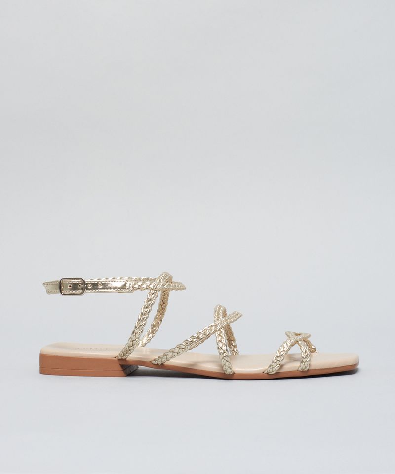 Rasteira Soft Trancinha - Prata Velho 34 - prata velho