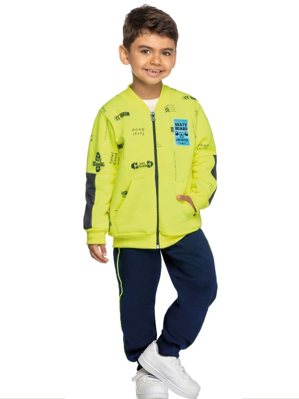 Conjunto Bebê Menino Inverno Jaqueta e Calça Moletom Peluciado 2 Peças Tam P a G - Angerô - M