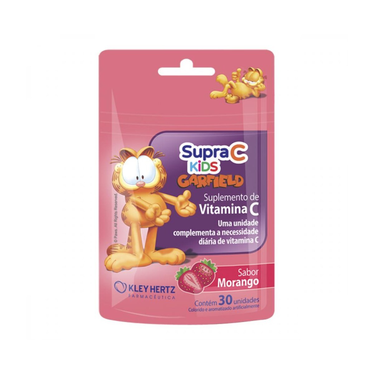 Supra C Kids Garfield Sabor Morango 30 Unidades