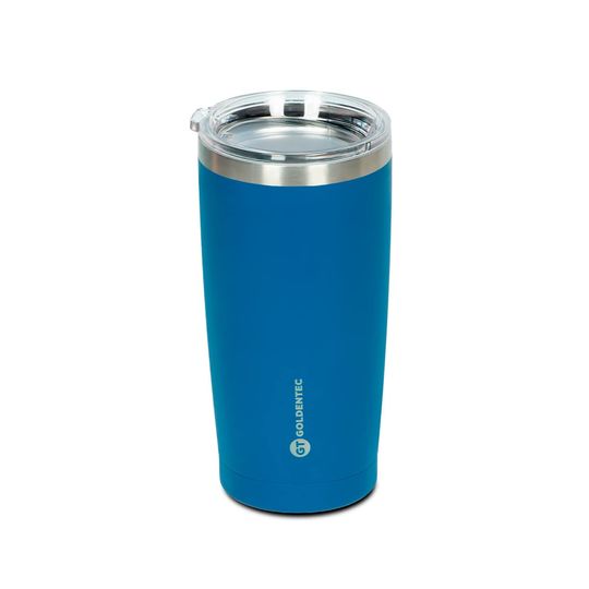 Copo Térmico Goldentec GT Colors Inox 600ml para bebidas quentes ou frias com tampa Azul Escuro