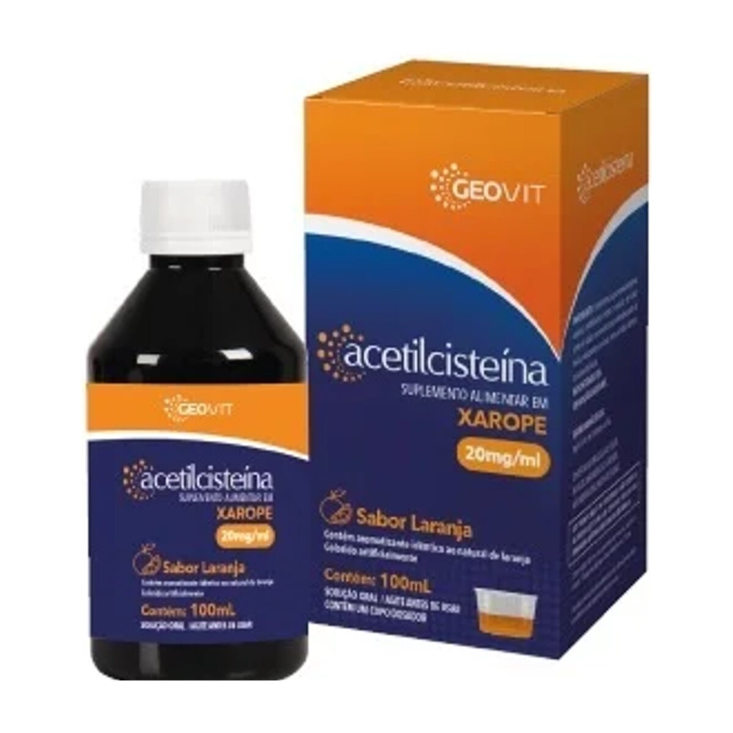 Acetilcisteina Xarope 20mg/ml Geovit Sabor Laranja 100ml