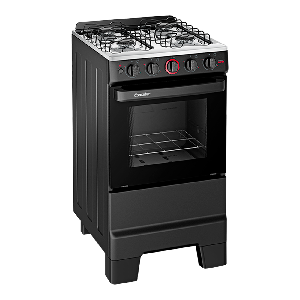 Fogão Esmaltec Ideal Pop 4 Bocas Automático - Preto - Bivolt