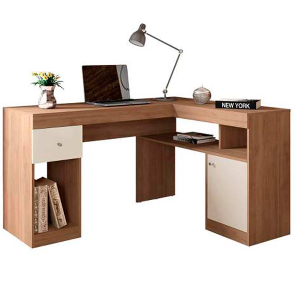 Escrivaninha 1 Porta 1 Gaveta Estrutura Em Mdp Nilo Caemmun - Buriti/Off White