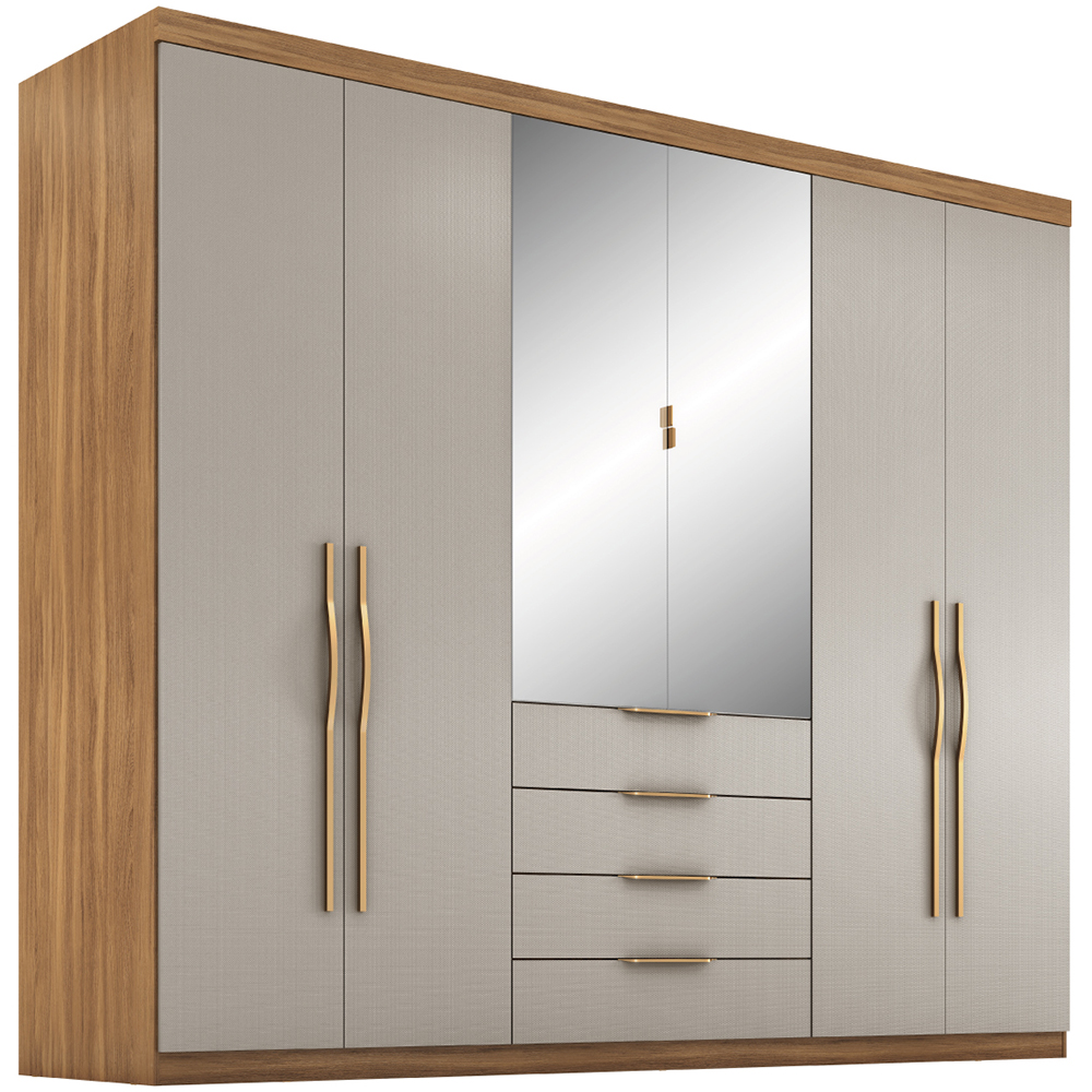 Guarda-Roupa Casal 6 Portas 4 Gavetas Giardino Demóbile Roupeiro - Amendola/Nude Prime Tx