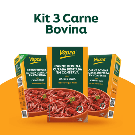 Kit 3 Carnes Bovinas Curadas Desfiadas 400G Vapza - Kit 3 Carnes Bovina Curada Desfiada 400G Vapza