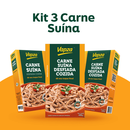 Kit 3 Carnes Suínas Desfiadas Cozidas 400G Vapza