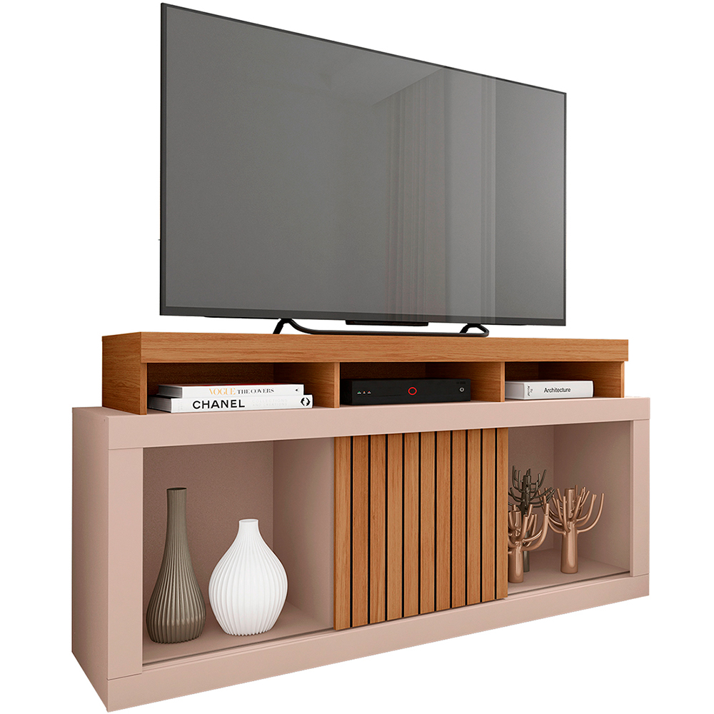 Rack Para Tv Até 55" 1 Porta De Correr Dragon Caemmun - Buriti/Fendi