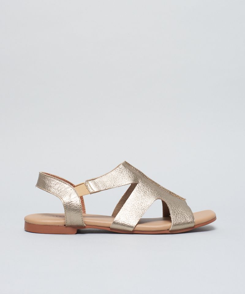 Rasteira Basica Couro Dani - Prata Velho 36 - prata velho