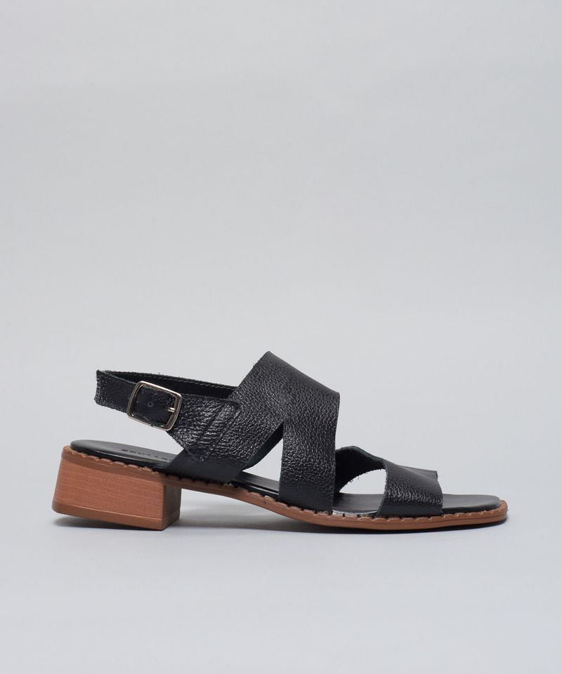 Sandalia Media Couro Recortes - Preto 37 - preto