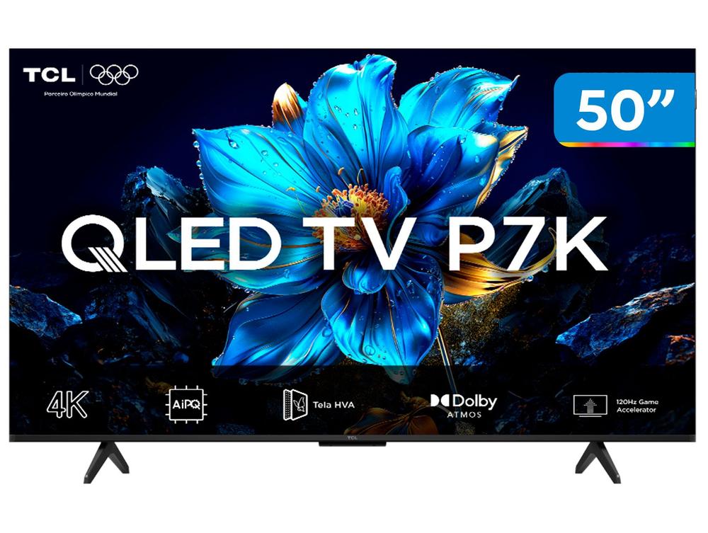 [Aliexpress/Magalu] Smart TV 50 "TCL 4K UHD QLED 50P7K Google TV AiPQ Google Assistant 3 HDMI - R$1.599