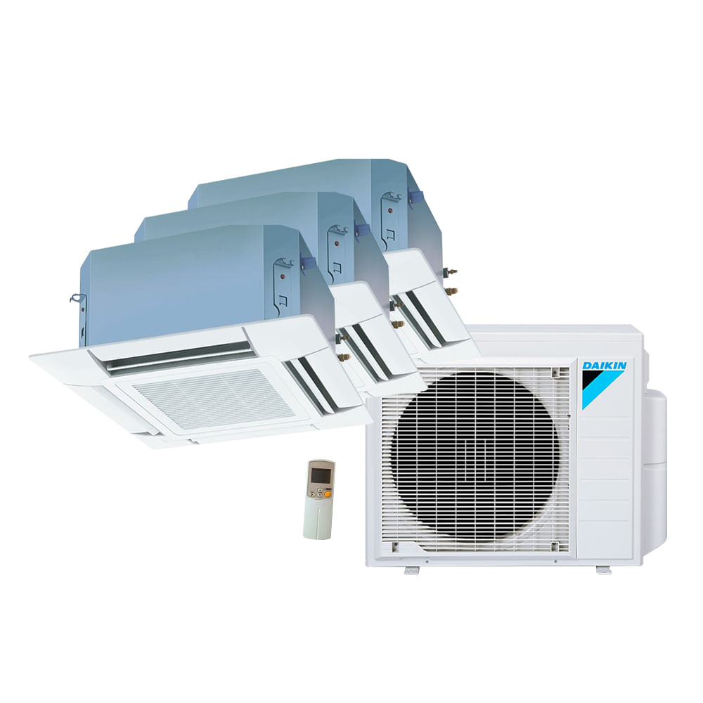 Ar Condicionado Multi Split Cassete 4 Vias Inverter Daikin  1x9000 + 1x12000 + 1x18000 BTU/h Quente e Frio Monofásico 3MXS24PMVM - 220 Volts
