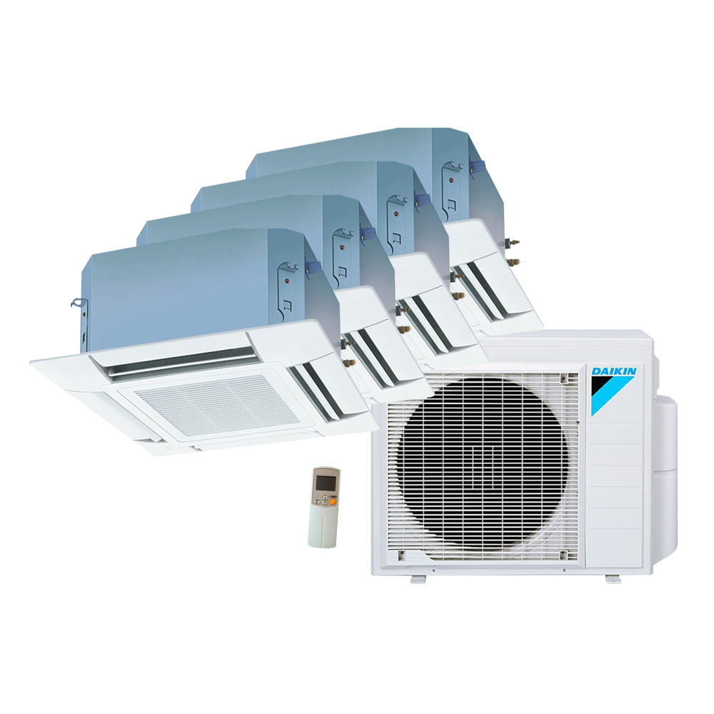 Ar Condicionado Multi Split Cassete 4 Vias Inverter Daikin  3x9000 + 1x12000 BTU/h Quente e Frio Monofásico 4MXS28PMVM - 220 Volts
