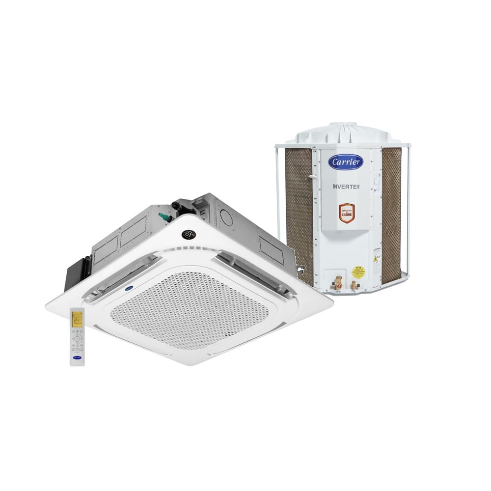 Ar Condicionado Split Inverter Cassete 4 Vias Carrier Connect 48000 BTU/h Quente e Frio Monofásico 38CQVE48515MC – 220 Volts