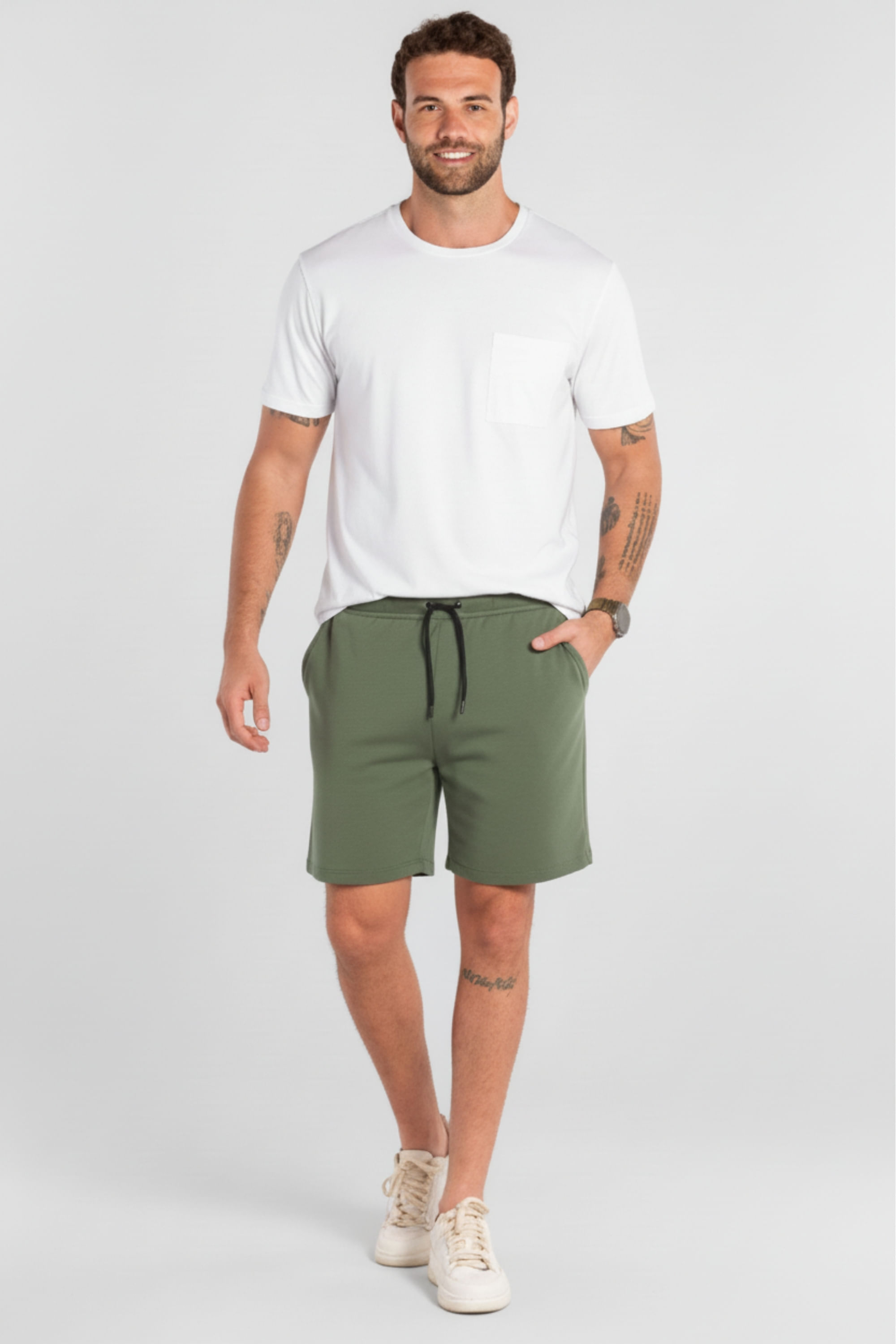 Bermuda Masculina em Moletom Gorgurão (Verde) Just Basic